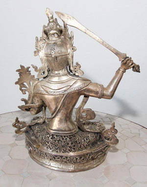 Silvered Metal Manjushri, Sino, Tibetan Buddhist Deity