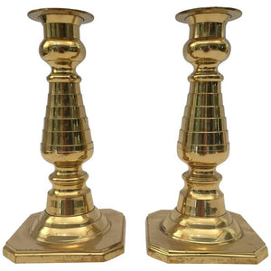 Pair of English Polished Brass Candlesticks
