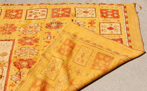 1960s Moroccan Vintage Ethnic Orange Organic Wool Rug Africa
