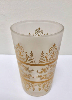 Set of Six Moorish White Frosted and Gold Glasses