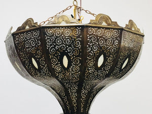 Large Vintage Brass Moroccan chandelier in Alberto Pinto Style