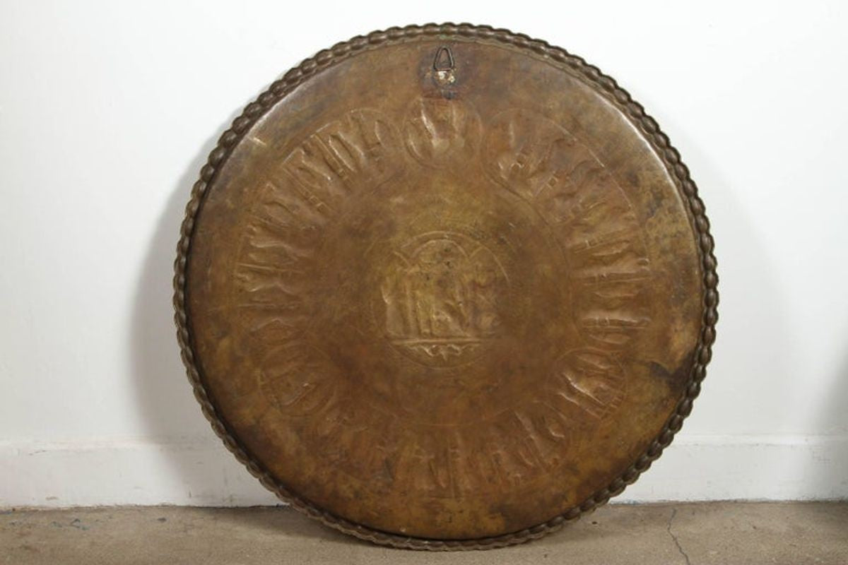 Large Brass Middle Eastern Persian Style Hanging Tray