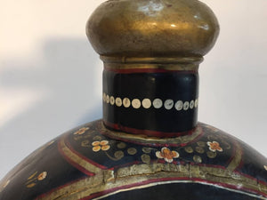 Hand-Hammered Anglo Raj Copper Black Hand-Painted Vessel Jug
