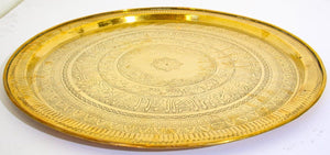 Mughal Indian Handcrafted Decorative Hammered Moorish Brass Tray