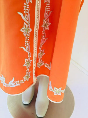 Moroccan Orange Kaftan Maxi Dress Caftan