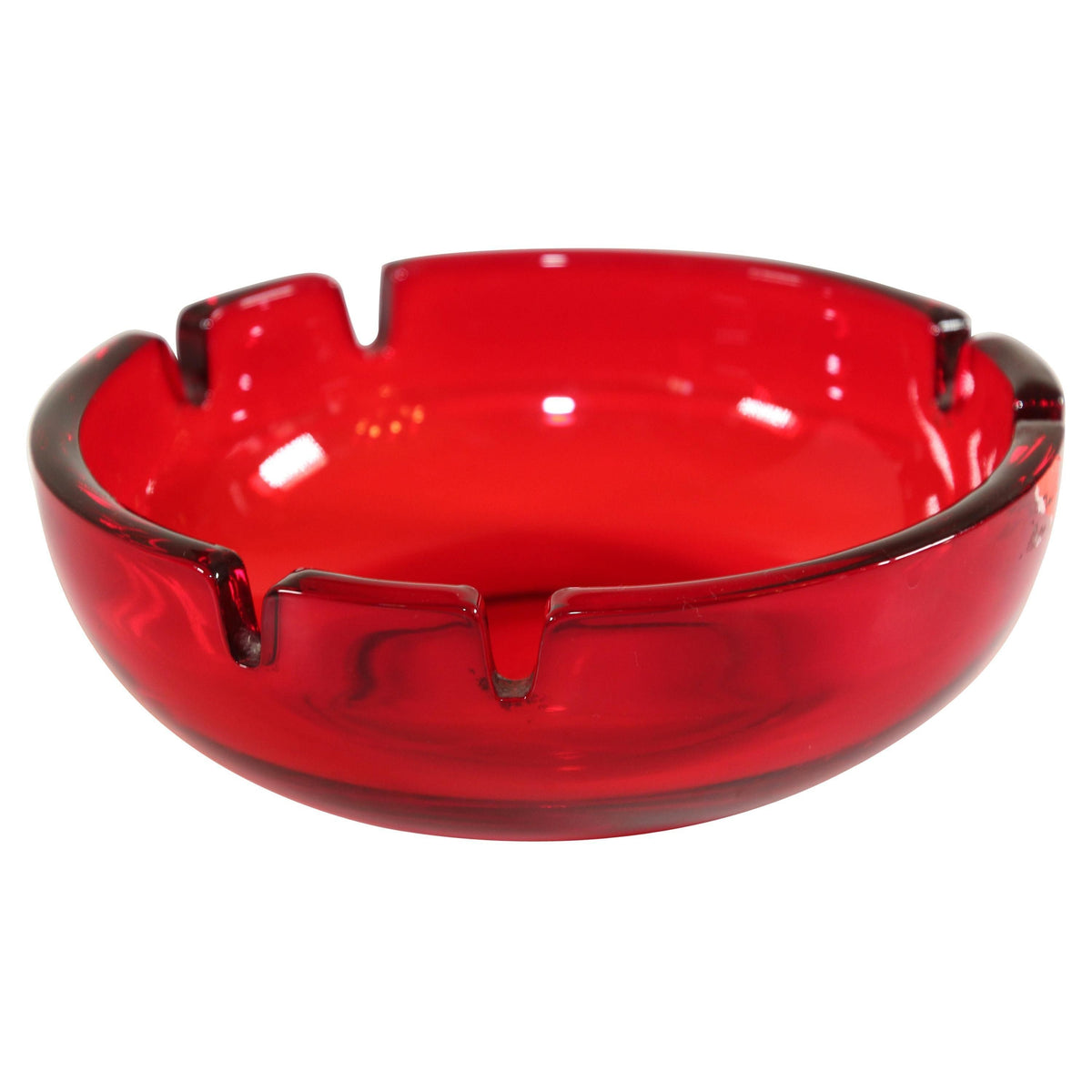 Vintage Mid-Century Ruby Red Glass Cigar Ashtray by Viking, USA, 1960s