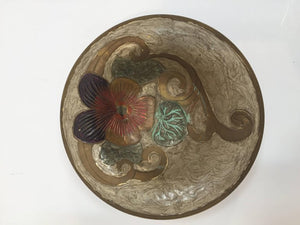 Art Nouveau A. Delbaux Brass Enameled Bowl, Made in France