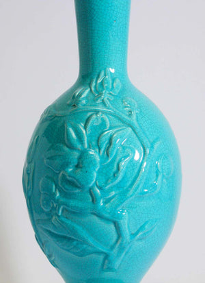 Vintage Asian Oriental Chinese Turquoise Ceramic Table Lamp