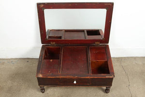 19th Century Victorian Wood Dressing Table Mirror with Jewelry Chest