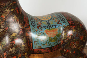 Asian Wood Hand-Painted Figure of a Recumbent Ram
