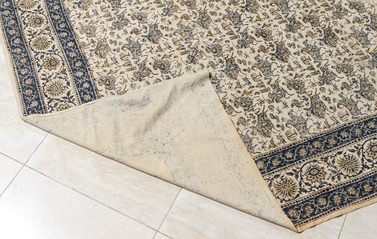 Antique Paisley Kalamkari Textile, Hand-Blocked Cotton, India, 1930