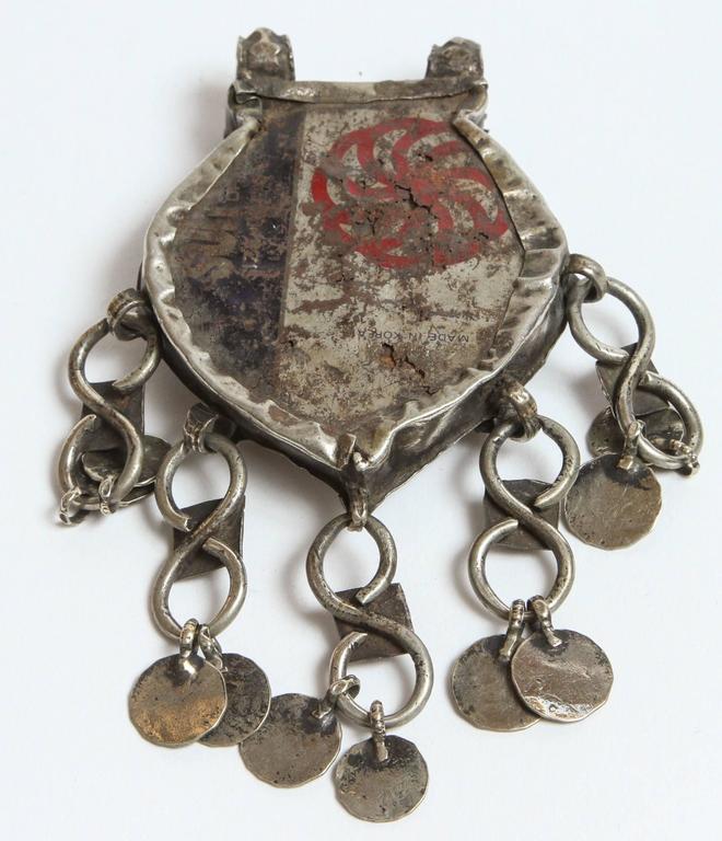 Vintage Moroccan Silver Fibula Collectible Ethnic Jewelry Talisman