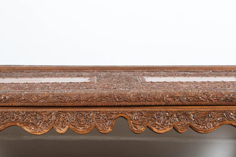 Hand-Carved Asian Balinese Coffee Table, Rectangular Wood Design