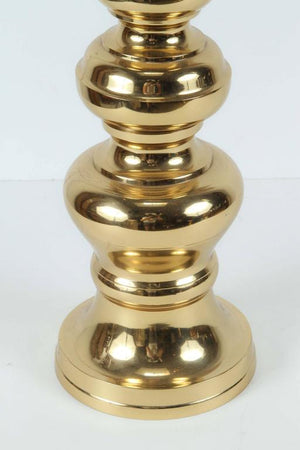 Pair of Large Chinese Polished Brass Candlesticks