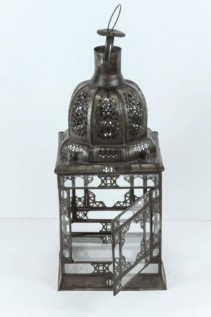 Moroccan Moorish Clear Glass Lantern with Filigree Design
