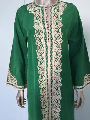 Moroccan Caftan Emerald Green Silk Kaftan Size S to M