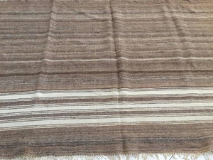 1960s Moroccan Vintage Flat-Weave Brown Textile