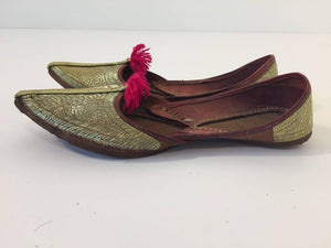 Handcrafted Leather Turkish Gold Embroidered Shoes