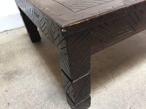 Moroccan Berber Table with Carved Tribal African Designs