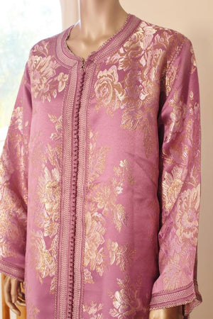 Moroccan Purple Brocade Caftan Gown Maxi Dress Kaftan Size M