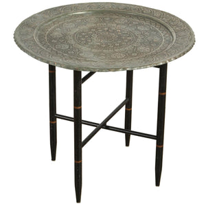 Antique Persian Copper Tray Side Table