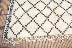 Moroccan White and Black Beni Ouarain Rug