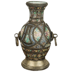 Antique Moroccan Ceramic Vase from Fez