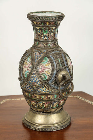 Moroccan Antique Ceramic Vase from Fez