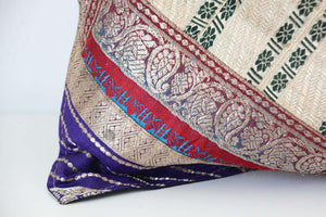 Decorative Trow Pillow Made from Vintage Sari Borders, India