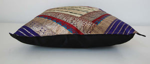Decorative Trow Pillow Made from Vintage Sari Borders, India