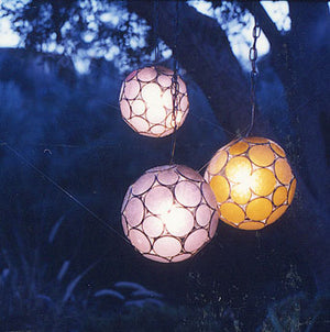 Handcrafted Moroccan Moorish Lavender Glass Lantern or Orb Pendant