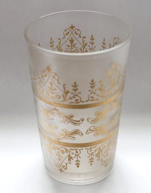 Moroccan traditional Tea Glasses Frosted with Gold Design, Set of 6