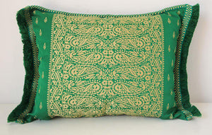 Large Moroccan Damask Green Bolster Lumbar Decorative Pillow
