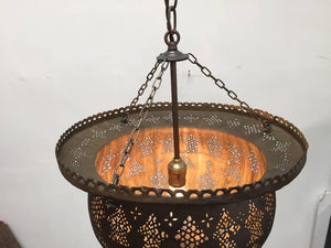 Antique 19th Century Hand-Crafted Moorish Pierced Brass Turkish Chandelier