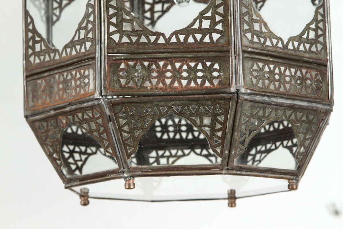 Moorish Lantern by Unknown Artisan, Handcrafted Metal & Glass, Morocco
