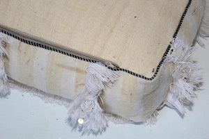 Moroccan Floor Pillow Bohemian Pouf with Silver Sequins and Long Fringes