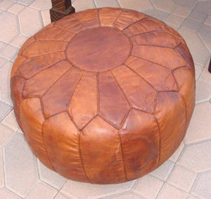 Moroccan large Brown Leather Hassock