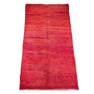 Moroccan Red Shaggy High Pile Wool Tribal Rug "Bed of Red Roses"