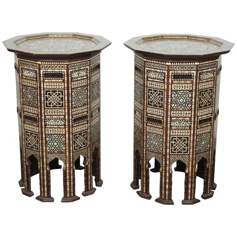 Syrian Side Tables Inlaid with Mother-of-Pearl