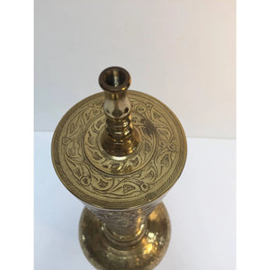 Elegant Tall Syrian Polished Brass Decorative Lamp Base