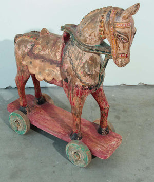 Wooden Oversized Temple Toy Horse from India