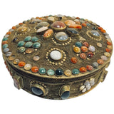 Large Vintage Agate Inlaid Moorish Wedding Jewelry Dressing Box