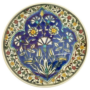 Turkish Ceramic Plate with Hand-painted Iznik Floral Design 1950s