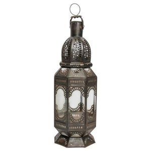 Handcrafted Moroccan Lantern, Metal & Glass, Octagonal Design, 1970