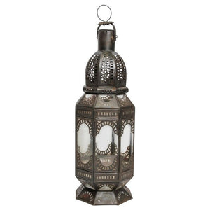 Moroccan Metal and Clear Glass Candle Lantern