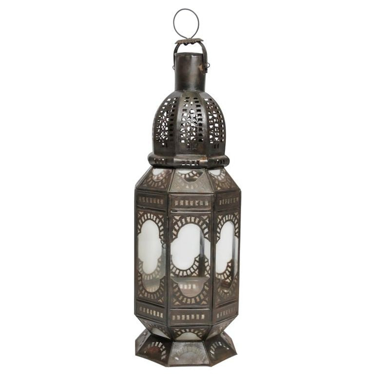 Moroccan Metal and Clear Glass Candle Lantern