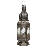 Moroccan Metal and Clear Glass Candle Lantern