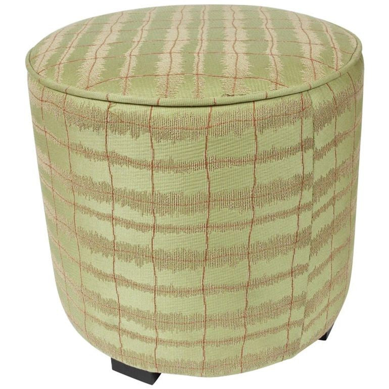 Lime Green Round Moroccan Art Deco Upholstered Stool