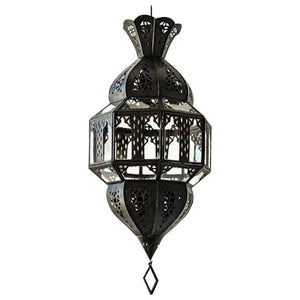 Handcrafted Moroccan Moorish Lantern, Brass & Glass, Octagonal, 1980