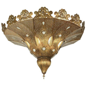Large Moroccan Moorish Pierced Brass Pasha Chandelier, Alberto Pinto Style
